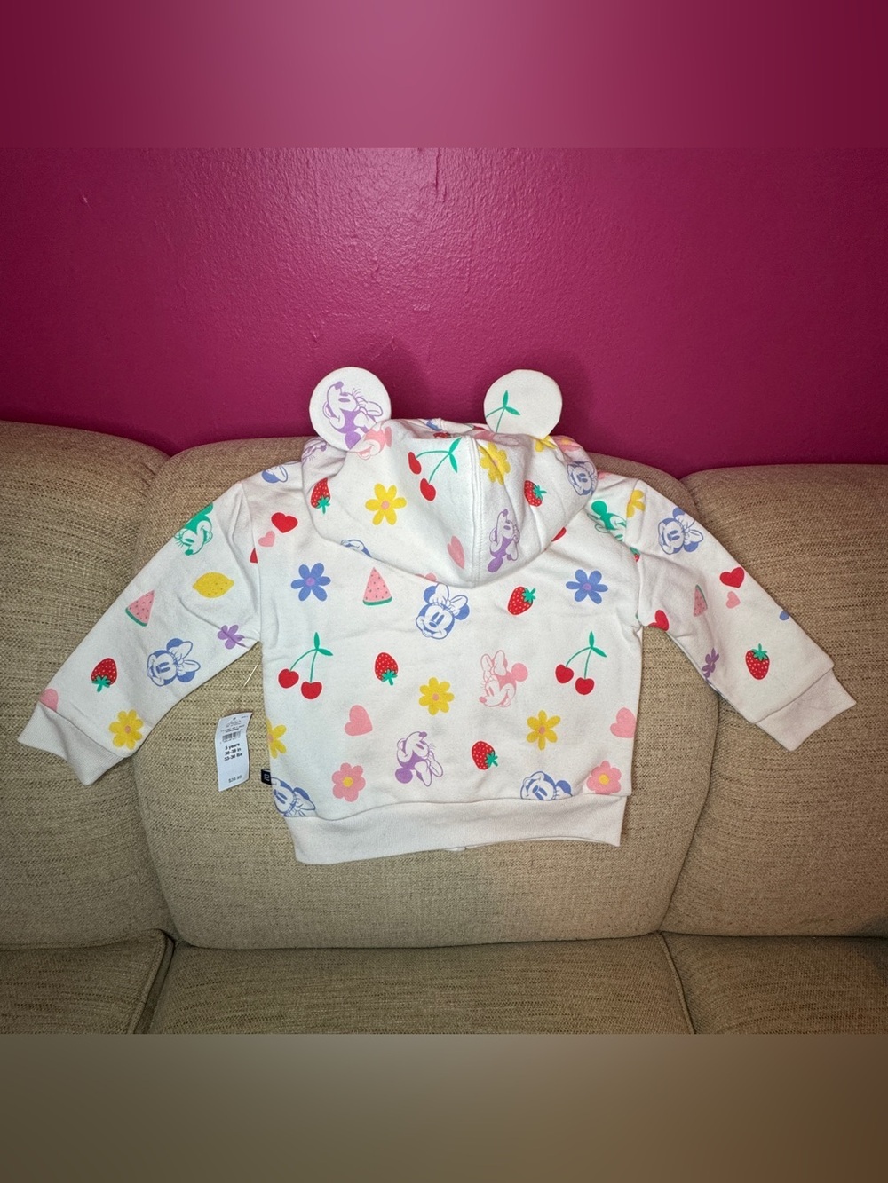 🆕 NWT Baby GAP x Disney Minnie Hooded Zip-Up w/ Ears 🆕 - Picture 7 of 13